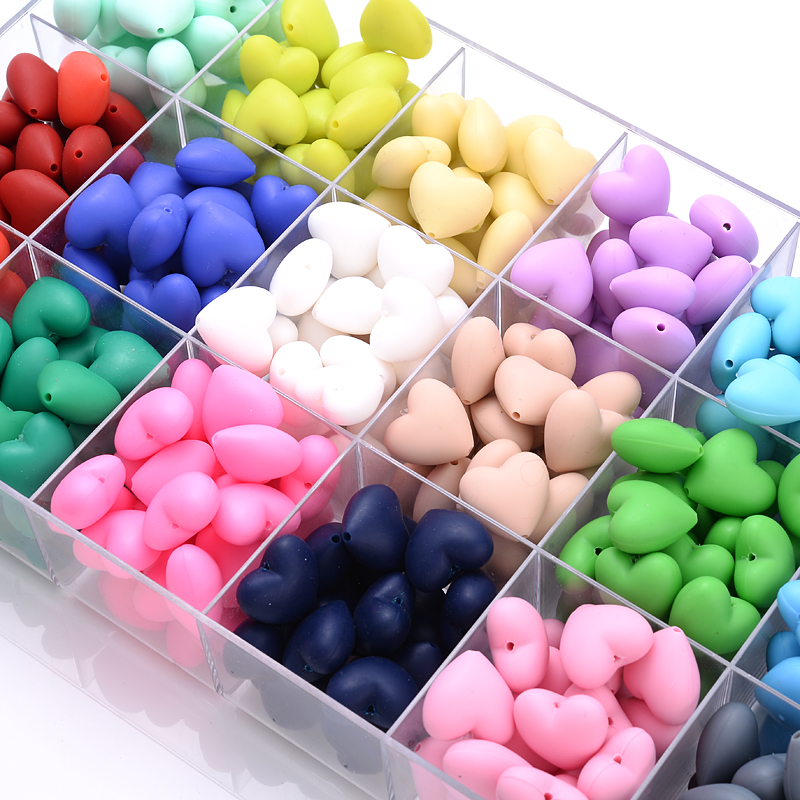 Baby Products Eco Friendly - 10Pcs Peach Heart Silicone Beads 18x20mm