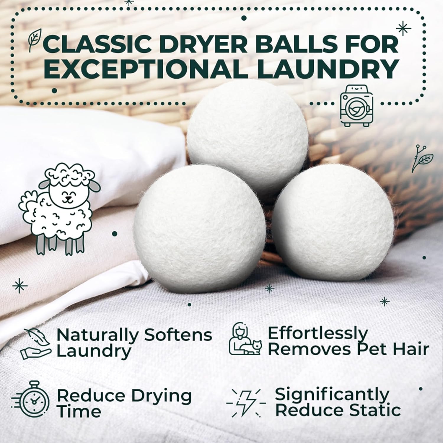 6-Pack Reusable Wool Dryer Bal – Baby Products Eco Friendly Bewertung und Preis