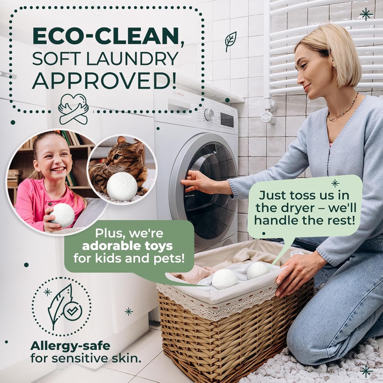 6-Pack Reusable Wool Dryer Bal – Baby Products Eco Friendly Bewertung und Preis
